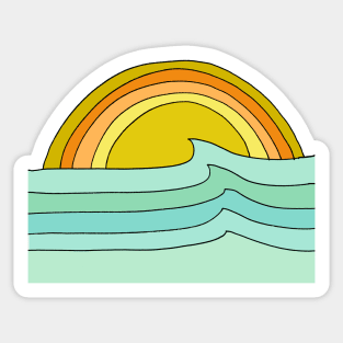 wave dreams retro surf art by surfy birdy Sticker